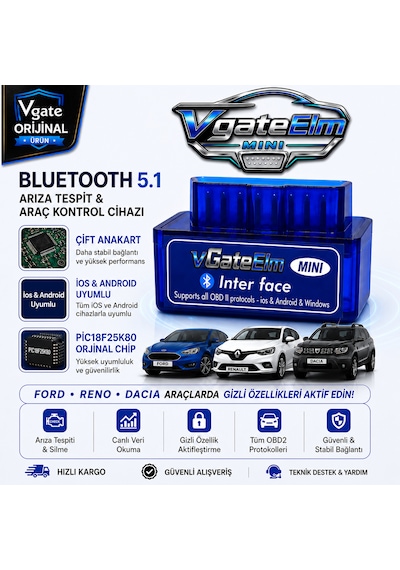 Vgateelm Mini Bluetooth 5.1 Yeni Nesil Arıza Tespit Cihazı