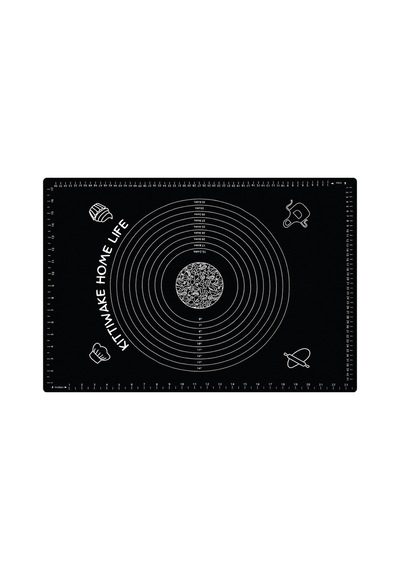 2 Li Siyah Silikon Hamur Açma Matı 45x65 Cm Ve Ahşap Saplı Silindir Hamur Açıcı 19 Cm Diğer