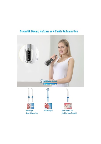 WaterPulse WP-V500-P Flosser Taşınabilir Şarjlı Masajlı Diş Protez Bakım ve Ağız Duşu
