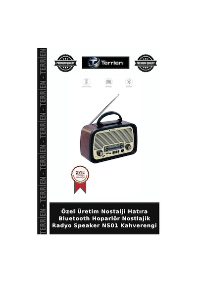 Özel Üretim Nostalji Hatıra Bluetooth Hoparlör Nostlajik Radyo Speaker Ns01 Kahverengi