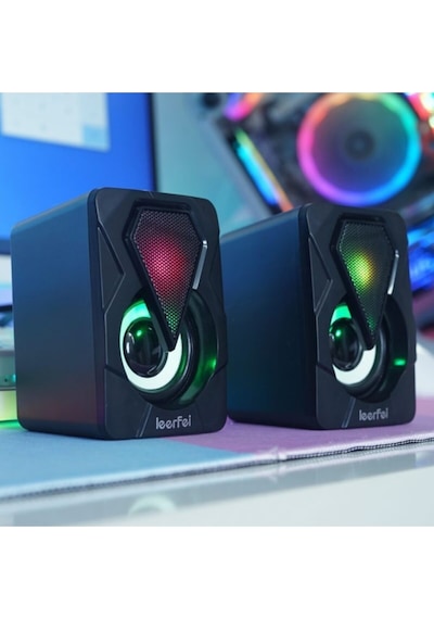 St-1047 Bilgisayar Hoparlörü 1+1 Pc Hoparlörü Usb Speaker Rgb Led