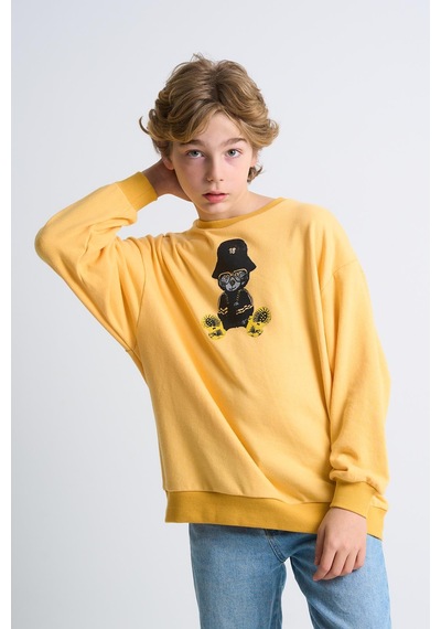 Alexandergardi Alexandergardı Baskılı Bisiklet Yaka Çocuk Sweatshirt Sarı