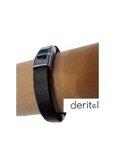 Deritel Örmeli Bileklik Siyah Kahverengi Hakiki Deri Çok Renkli