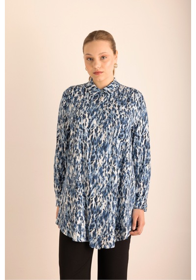 Aker Leopar Desenli Viscon Tunik Mavi Mavi