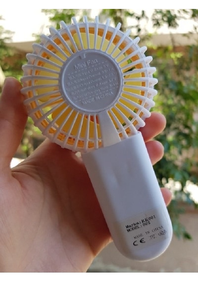 Şarjli Mini El Fanı Masa Fanı Soğutucu Masa Üstü Vantilatör Usb Stantlı Cep Telefonu Tutucu Sarı