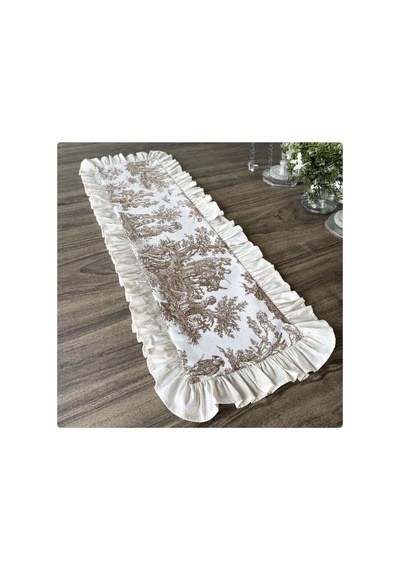 Fransız Soylusu Fırfırlı Vintage Kahverengi Runner Belirtilmemiş