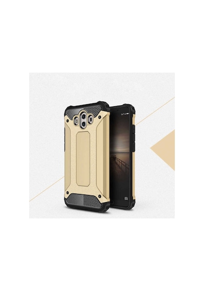 Kilifone - Huawei Uyumlu Mate 10 - Kılıf Çift Katman Zırh Tank Crash Military Kapak - Gold