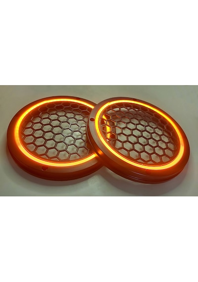 Hoparlör Kapağı 16 Cm Ledli 2'li Takım - Turuncu