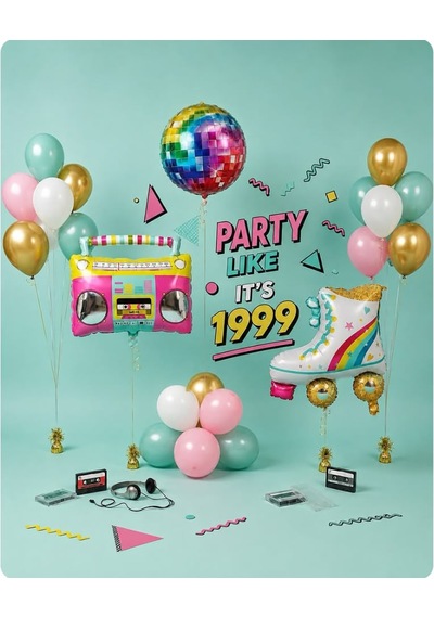 90'lar Parti Konsepti 24 Parça Çok Renkli
