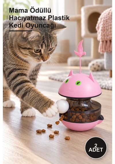 2 Adet Mama Ödüllü Hacıyatmaz Plastik Kedi Oyuncağı
