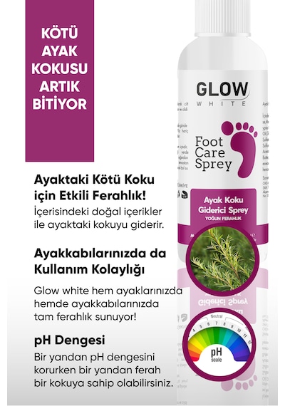 Glow Whıte Ayak Koku Giderici Sprey 100 Ml Okaliptus & Nane Yağı Içerikli