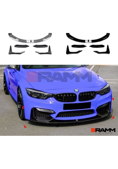 Bmw M3 M4 F80 F81 F82 F83 Ön Tampon Lipi + Flap Seti Parlak Siyah
