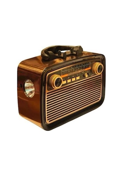 Hubrendy Tekno Nostalji Radyo Bluetooth Hoparlör Usb-sd Kart Giriş Led Fener Işıklı Bataryalı Pilli