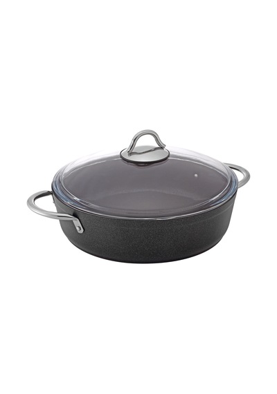Bonera Granit Pro Plus Siyah Basık/Karnıyarık Tencere 28X8 CM