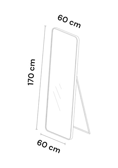 Raven Oval Kesim Modern Metal Ayaklı Boy Aynası 170 X 60 Beyaz