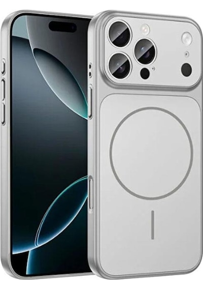 İphone 13 Pro Uyumlu Ag Glass Koruyucu Kılıf İphone 17 Pro Max Görünümlü Gümüş