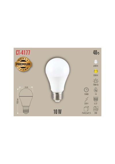 Ct-4177 10w Led Ampül Beyaz 5 Adet