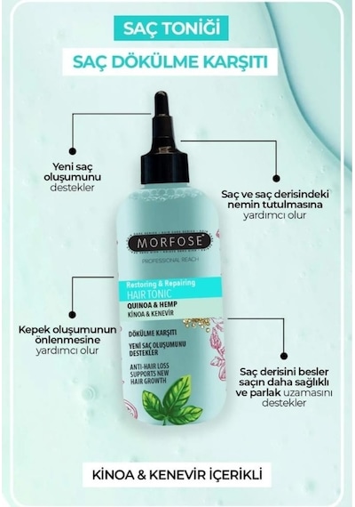 Morfose Kinoa Ve Kenevir İçeren Dökülme Karşıtı Saç Toniği 300ml