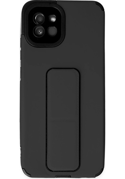 Gld-spt- Newface Samsung Uyumlu Galaxy A03 Kılıf Mega Standlı Silikon - Siyah