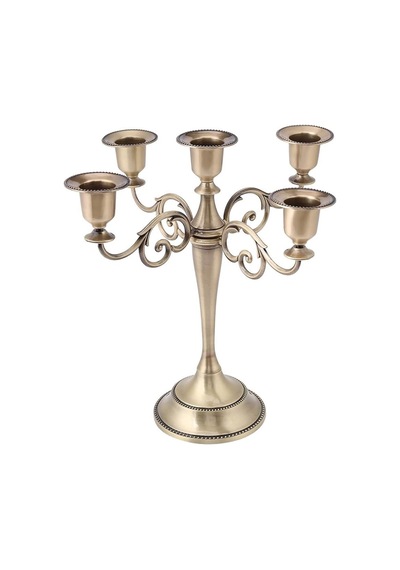 5 Gözlü Metal Retro Şık Restoran Düğün Şamdan Dekoratif Mumluk Mt156rt ESKİTME