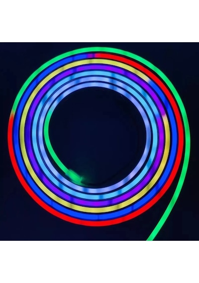Neon Led Ip65 Piksel 6x12 Hortum Bant Şerit 5m Rgb Dc 12v Smd 2811 2.5cm Kesilir Esnek Silikon Su Geçirmez RGB