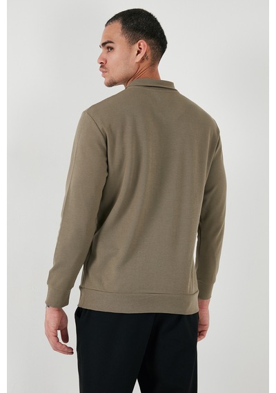 Buratti Pamuklu Regular Fit Yarım Fermuarlı Polo Yaka Erkek Sweat 5905805 Vizon Yeşili Buratti Pamuklu Regular Fit Yarım Fermuarlı Polo Yaka Erkek Sweat 5905805 Vizon Yeşili