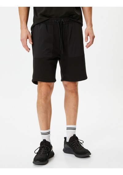 Koton Spor Şort Cepli Beli Bağcıklı Kumaş Detaylı Siyah 4wam40105nk 4WAM40105NK999 Siyah
