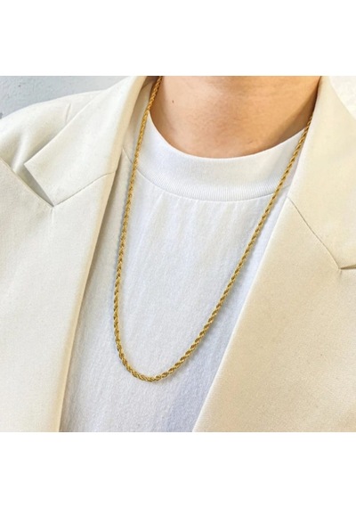 Gees Global 4mm Unisex Burgu Halat Zincir Kolye Gold Kaplama 60 Cm Gbzs