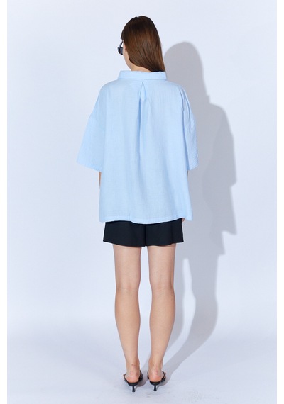 Manche Müslin Kadın Oversize Gömlek Bebe Mavi Mks166965-01
