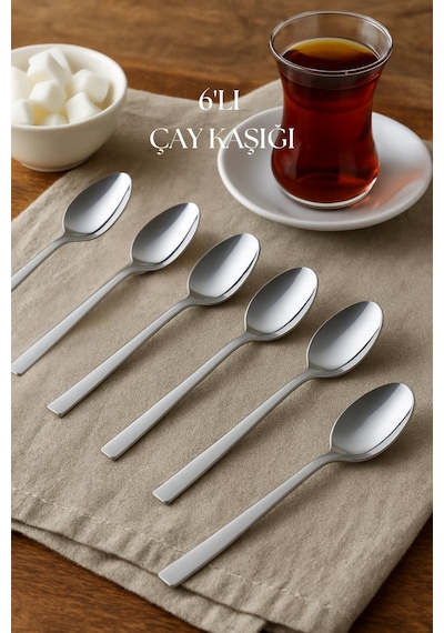 Paslanmaz Çelik 6 Lı Çay Kaşığı Seti Çr