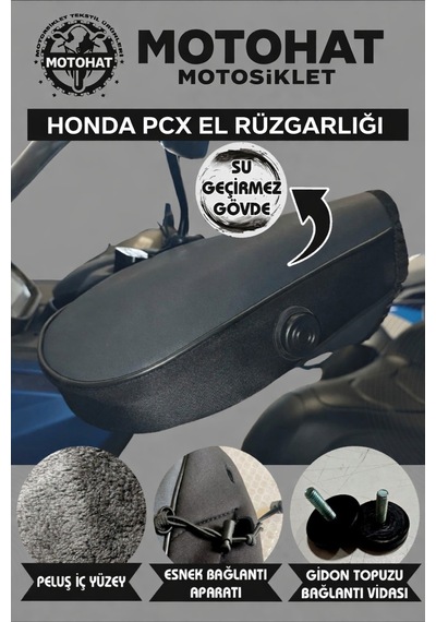 Honda Pcx Uyumlu El Rüzgarlığı - Su Geçirmez - Elcik Koruma Rüzgarlık
