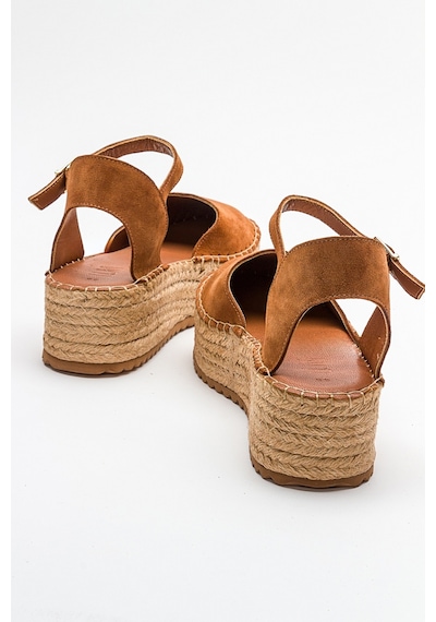 Luvishoes Viba Taba Süet Hakiki Deri Kadın Sandalet Taba