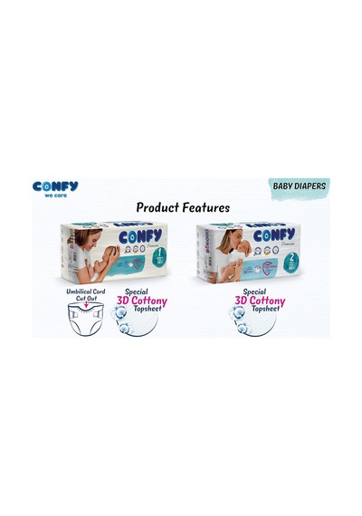 Confy - Premium Yenidoğan Bebek Bezi 1 Numara 2-5 Kg 280 Adet Mega Paket