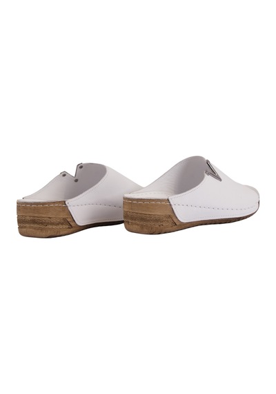 Napa Shoes Hakiki Deri Yumuşak Taban Rahat Günlük Kadın Terlik Napa-211 Beyaz