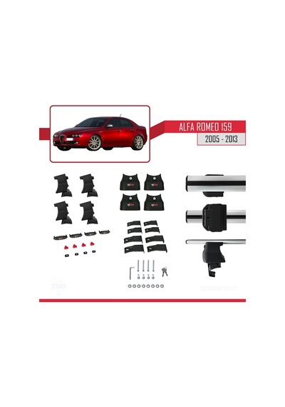 Alfa Romeo 159 2005-2013 Arası İle Uyumlu Ace-4 Ara Atkı Tavan Barı Gri