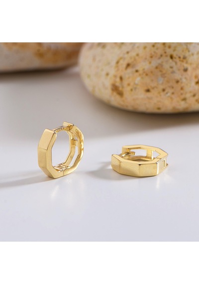 Goldkupe 14 Ayar Altıgen Minik Halka Altın Küpe 1,31 Gr-3025