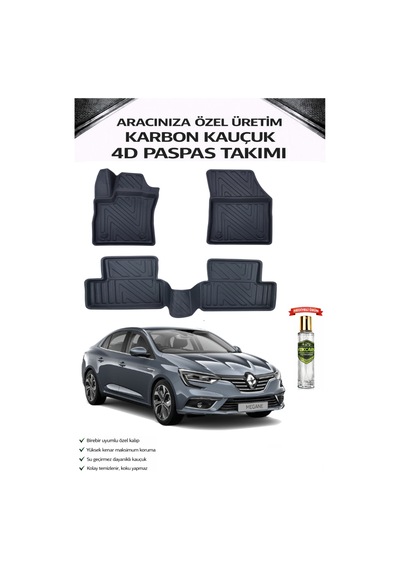 Renault Megane 4 2016 Model Aracınıza Özel Karbon Kauçuk Paspas Takımı