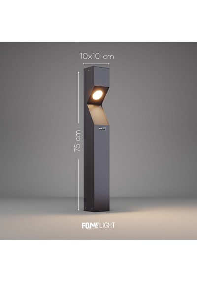 FoneLight Dualluz 75 cm LED Bahçe Aydınlatma Direği Antrasit Alüminyum IP65 Bollard Peyzaj Yürüyüş Yolu Lambası 9W 3000K