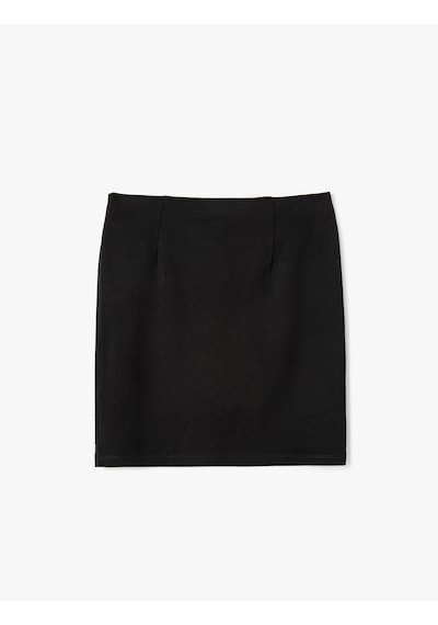 Koton Yüksek Bel Slim Fit Taş Detaylı Mini Abiye Etek Siyah 5sak70012fk Siyah