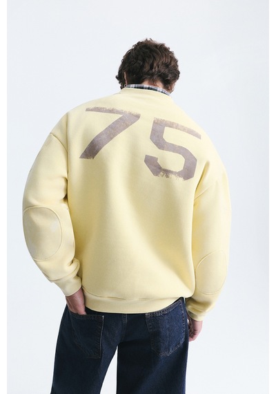 Vamos Miami Baskılı Bisiklet Yaka Sweatshirt Sarı