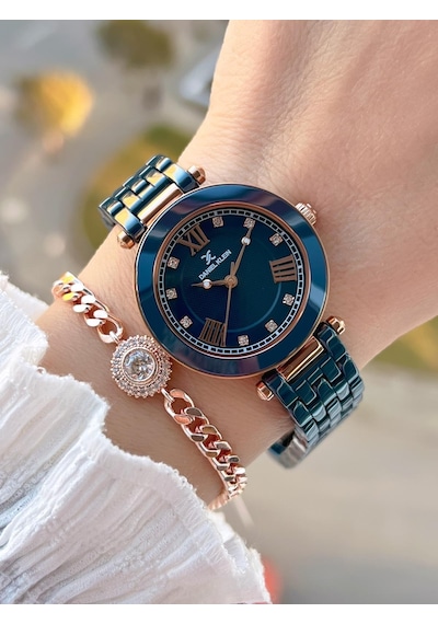 Daniel Klein Seramik Kordon Taşlı Kadran 2 Yıl Garantili 3 Atm Kadın Kol Saati+bileklik Hediyeli Sm6 Rose Gold