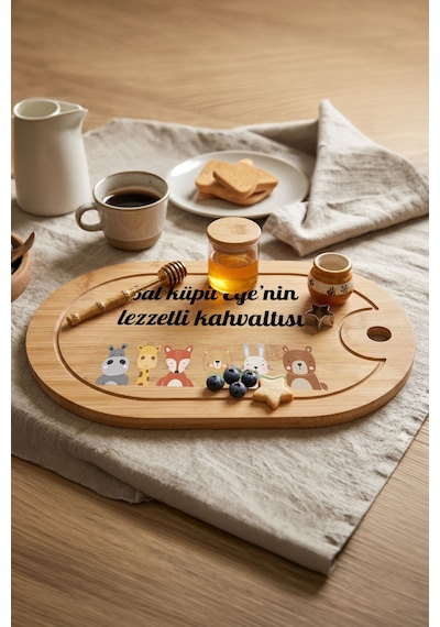 Sevimli Hayvanlar Temalı Kişiye Özel İsimli Bebek Kahvaltı Tepsisi Figür 1