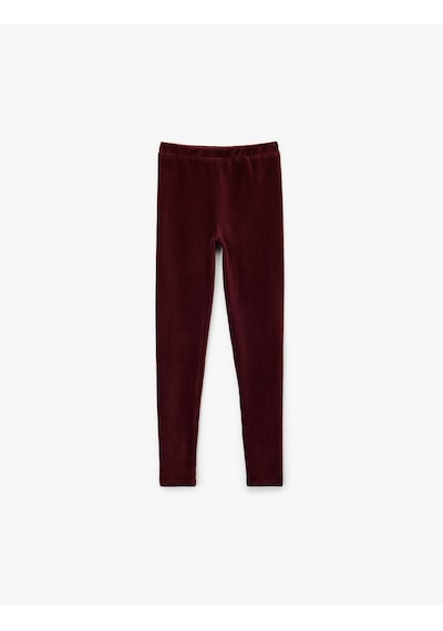 Koton Beli Lastikli Uzun Kadife Tayt Bordo 7wkg40010ak