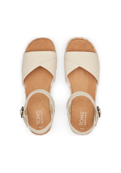 Sandalet Kadın 10020768 Toms Abby Woven/leatherl Natural Slubby Krem
