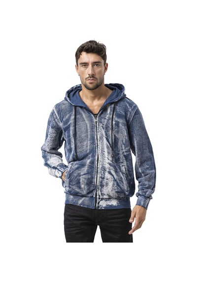 Cipo & Baxx Cl594 Siyah-mavi Tie-dye Desenli Kapüşonlu Sweatshirt Retro Havası Mavi