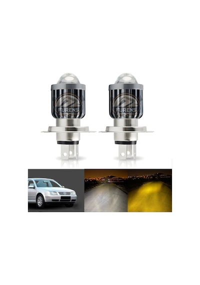 Vw Bora Uyumlu Mercek Led Xenon Uzun - Kısa Çift Renkli Şimşek Etkili