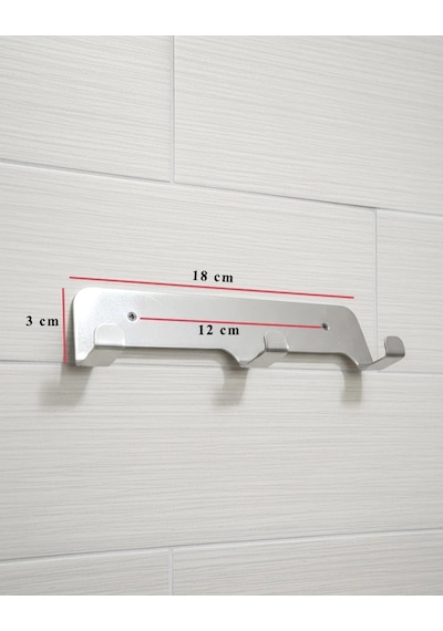 Askılık 3 Lü Yapışkanlı Ve Vidalı 1,2mm Ss201 Paslanmaz Çelik Renk Krom Çok Renkli