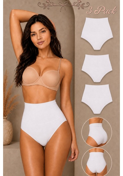 Fit Women Kadın Yüksek Bel Esnek 3 Lü Külot Beyaz