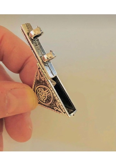 Dua Sure Ayet Koruyucu Üçgen Metal Cevşen Gümüş
