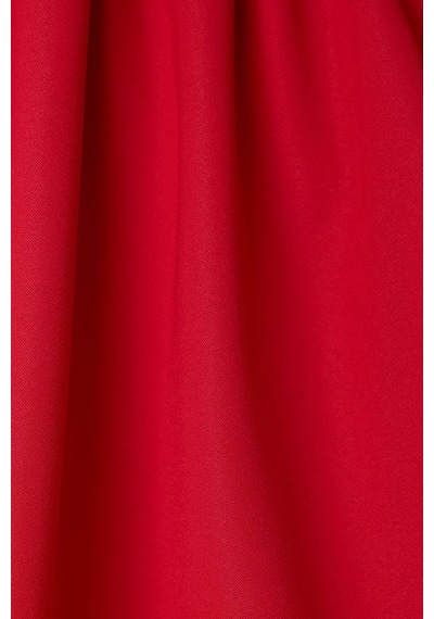 Sateen Yakası Aksesuarlı Kolsuz Bluz - Kırmızı-137438